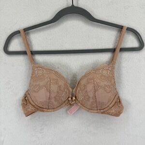 Victoria's Secret Body By Victoria Push Up Bra Beige Lace Floral 32C‎